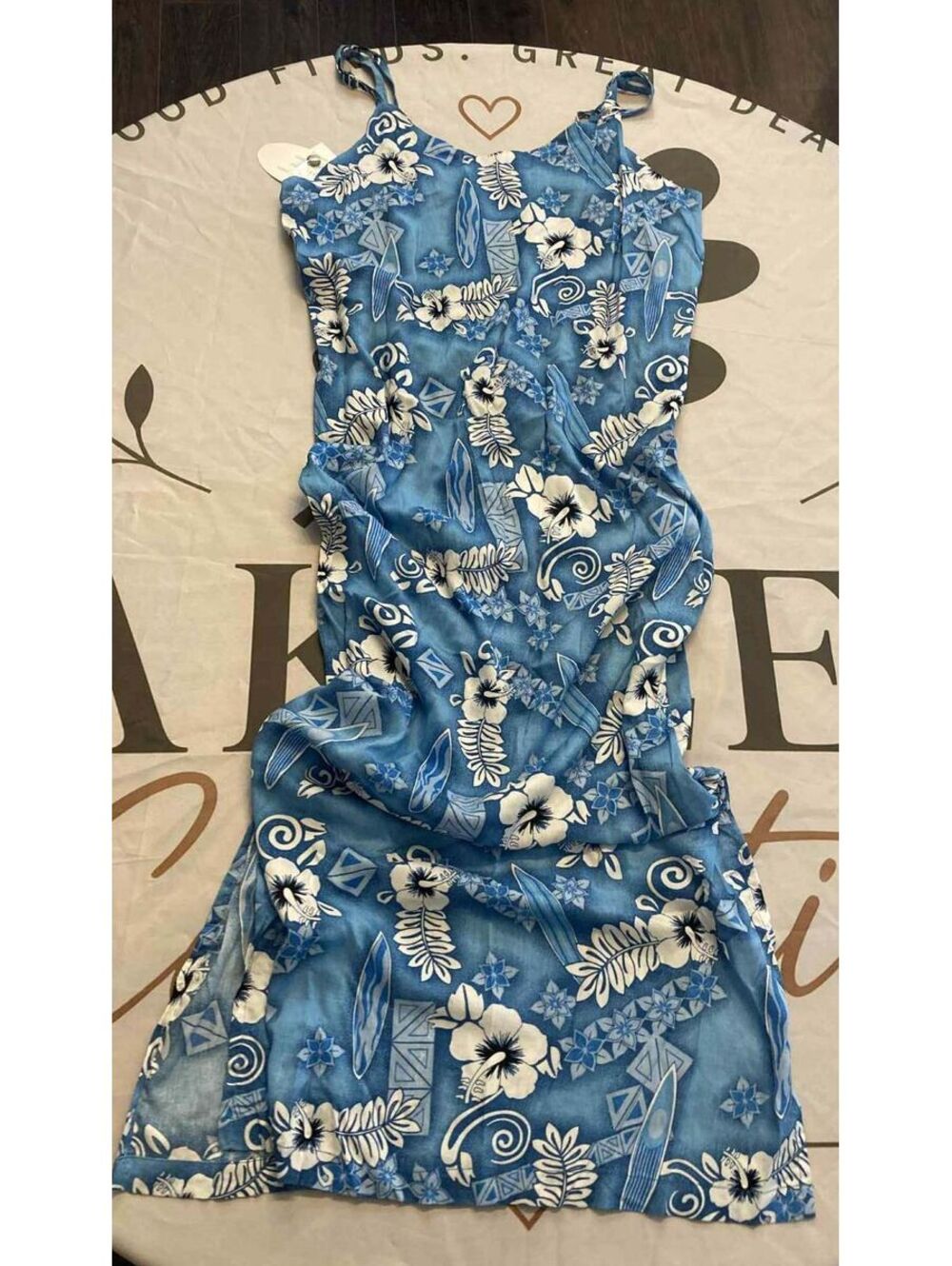 Clear Blue Sky Blue Floral Rayon Dress Medium